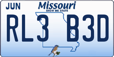 MO license plate RL3B3D