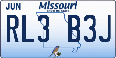 MO license plate RL3B3J