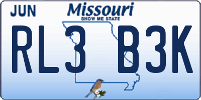 MO license plate RL3B3K