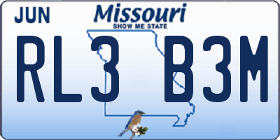 MO license plate RL3B3M