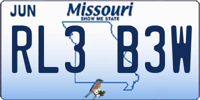 MO license plate RL3B3W