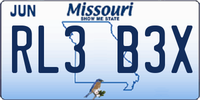 MO license plate RL3B3X