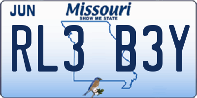 MO license plate RL3B3Y