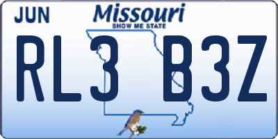 MO license plate RL3B3Z