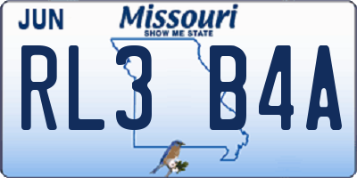 MO license plate RL3B4A