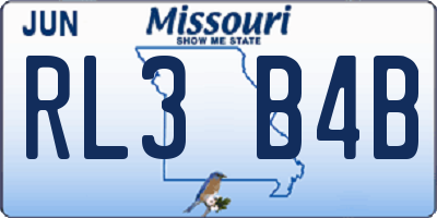 MO license plate RL3B4B