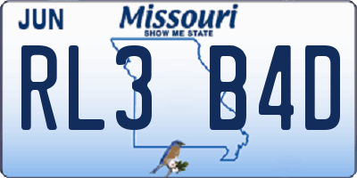 MO license plate RL3B4D