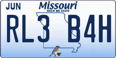 MO license plate RL3B4H