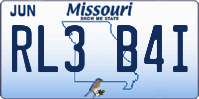 MO license plate RL3B4I