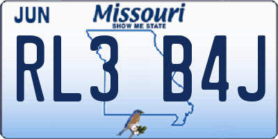 MO license plate RL3B4J