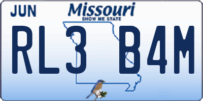 MO license plate RL3B4M
