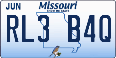 MO license plate RL3B4Q