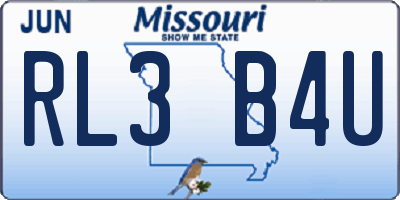 MO license plate RL3B4U