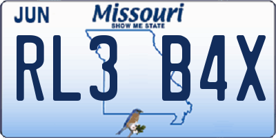 MO license plate RL3B4X