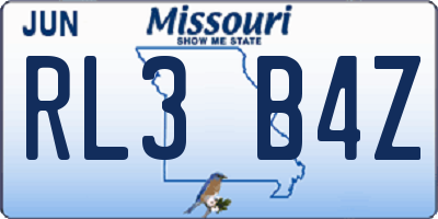 MO license plate RL3B4Z