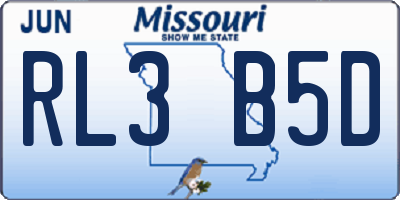 MO license plate RL3B5D
