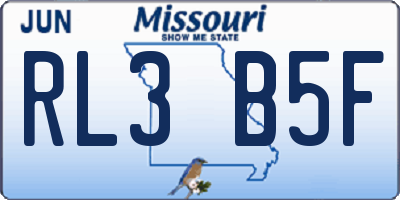 MO license plate RL3B5F