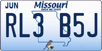 MO license plate RL3B5J