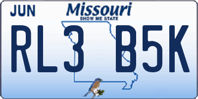 MO license plate RL3B5K