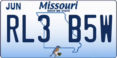 MO license plate RL3B5W