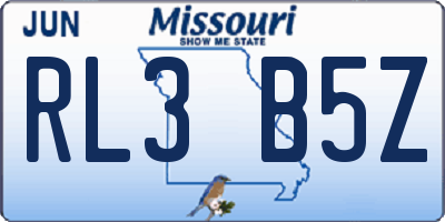 MO license plate RL3B5Z