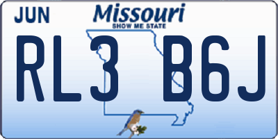 MO license plate RL3B6J
