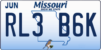 MO license plate RL3B6K