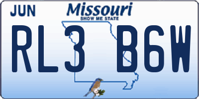 MO license plate RL3B6W