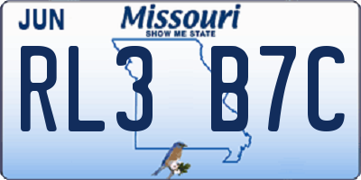 MO license plate RL3B7C