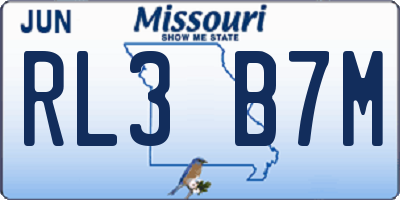 MO license plate RL3B7M