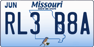 MO license plate RL3B8A