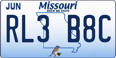 MO license plate RL3B8C