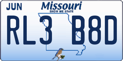 MO license plate RL3B8D