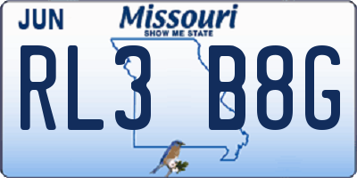 MO license plate RL3B8G
