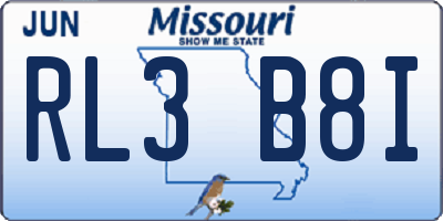 MO license plate RL3B8I