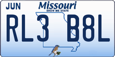 MO license plate RL3B8L