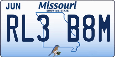 MO license plate RL3B8M
