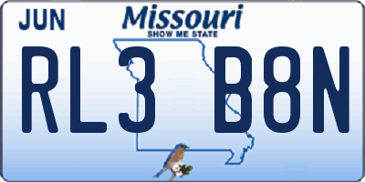 MO license plate RL3B8N