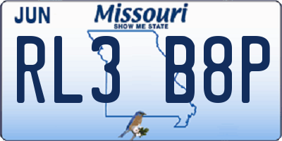 MO license plate RL3B8P