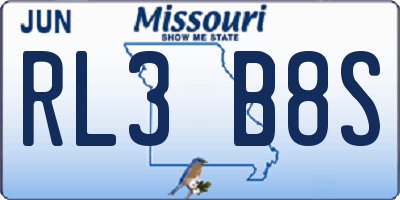MO license plate RL3B8S