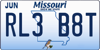 MO license plate RL3B8T