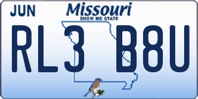 MO license plate RL3B8U