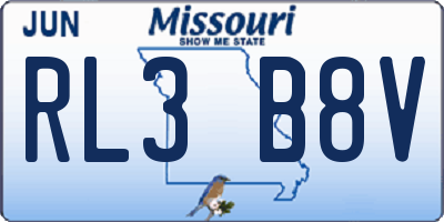 MO license plate RL3B8V