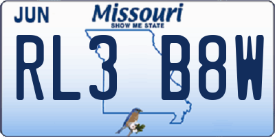 MO license plate RL3B8W