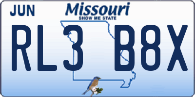 MO license plate RL3B8X