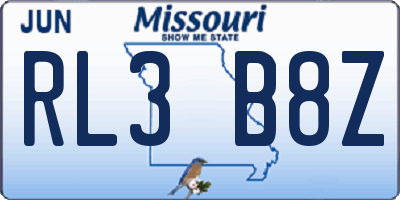 MO license plate RL3B8Z