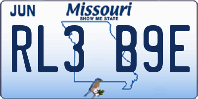 MO license plate RL3B9E