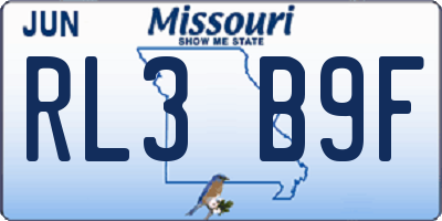 MO license plate RL3B9F