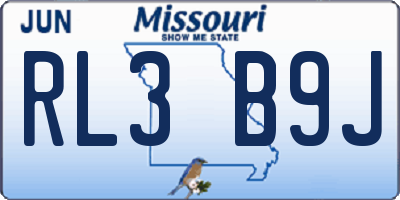 MO license plate RL3B9J