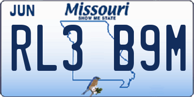 MO license plate RL3B9M